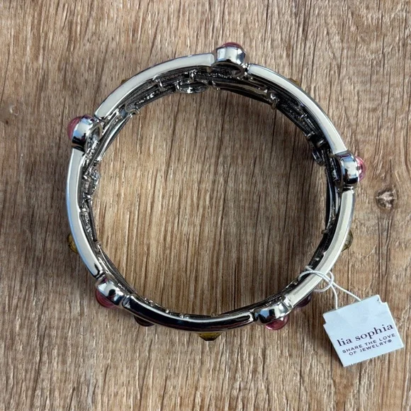 Lia Sophia Silver stretch Bracelet with Colorful stones - Picture 2 of 3